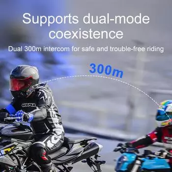 V5.3 Bluetooth мотоциклетный шлем гарнитура интерком для 2 мотоциклистов беспроводной интерфон шумоподавление громкой связи 1000 мАч IP67 300 м