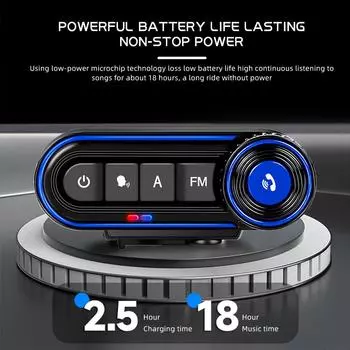 V5.3 FM-радио + Bluetooth-гарнитура для мотоциклетного шлема, стереонаушники, водонепроницаемые наушники Hands-free, голосовое управление, шумоподавление