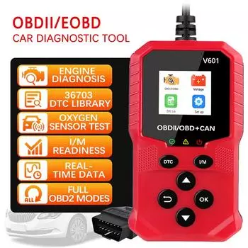 V601 ODB2 Code Reader OBDII/EOBD Диагностический сканер Многоязычный сканер двигателя OBD 2 Сканер OBD2 Система проверки двигателя Диагностический инструмент для автомобиля Red