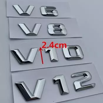 V6 V8 V10 V12 Буква Номер Хромированная Эмблема Логотип для B/enz C200 E300 Стайлинг Автомобиля Крыло Разрядной Емкости Марк Стикер V10