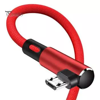 V8 Кабель для передачи данных 90 градусов Локоть для быстрой зарядки Plug Play Micro USB Кабель для передачи данных мобильного телефона Зарядное устройство для смартфона 1M чёрный