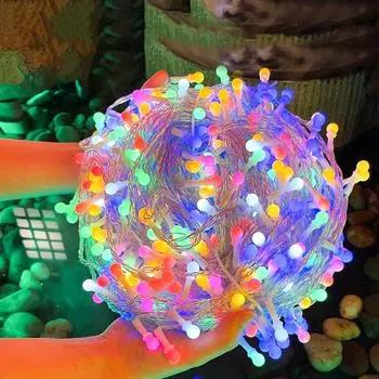 V8 супер яркий рождественский звездный шар гирлянда уличный шар гирлянда гирлянда гирлянда свадебная вечеринка елка гирлянда 10M 100LEDS&220V EU UK AU Plug теплый белый