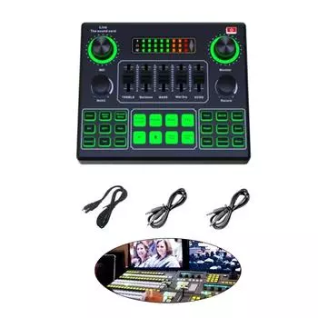 V9SJ Live Sound Card Voice Changer с 12 сценами и электронными эффектами, слуховой микшер, поддержка 2 микрофонов для пения