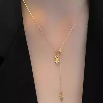 В 2024 году новый модный дизайн ожерелья из кроличьей редьки из титановой стали, цветостойкий темперамент, цепочка на ключицы кролика.