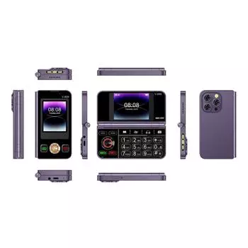 V-899 2G складной мобильный телефон 2,8-дюймовый двойной экран 32 МБ ОЗУ 64 МБ ПЗУ MTK6261A две SIM-карты 3,0-мегапиксельная камера Type-C FM Mp4 Torch мобильный телефон чёрный