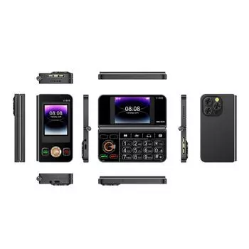 V-899 Bluetooth складной 2G сотовый телефон 2,8-дюймовый двойной экран MTK6261A 32 МБ ОЗУ 64 МБ ПЗУ две SIM-карты 3 Мп Type-C FM Mp3 Mp4 Torch мобильный телефон чёрный