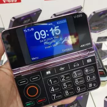 V-899 Складной мобильный телефон с функцией Rollover, неинтеллектуальный 2G-мобильный телефон с поддержкой иностранных языков чёрный