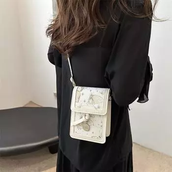 В этом году новая женская сумка через плечо 2024 года, летняя модная и простая женская сумка-мессенджер с принтом замка, маленькая квадратная сумка белый