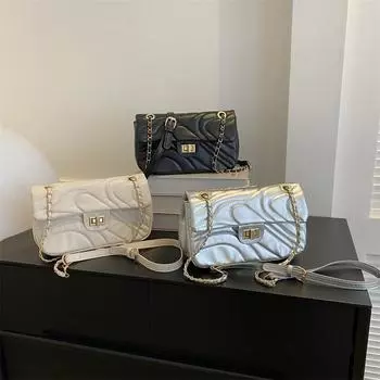 В этом году популярна сумка через плечо, маленькая сумка 2024 года, осень, новая модная сумка-мессенджер с цепочкой, женская маленькая квадратная сумка