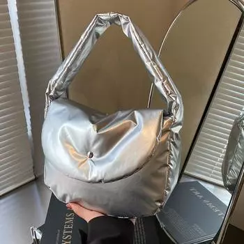 В этом году популярная хлопковая сумка для одежды, женская сумка через плечо, женская модная универсальная сумка через плечо серебряный