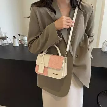 В этом году популярная контрастная цветная маленькая женская сумка 2024 года, новая летняя модная сумка-мессенджер с текстурой, женская портативная маленькая квадратная сумка