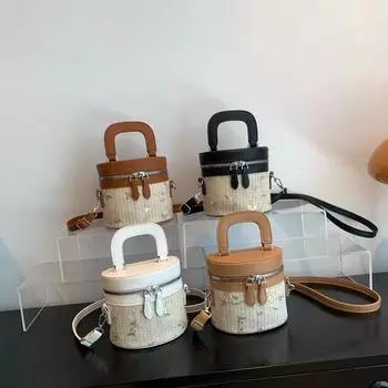 В этом году популярная нишевая дизайнерская сумка-сплайсинг 2024 года, новая женская сумка, летняя контрастная цветная сумка-мессенджер, текстурная ручная сумка чёрный