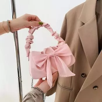 В этом году популярная ретро маленькая женская сумка 2024 года, новый тренд моды, милая женская сумка-мессенджер с бантом белый