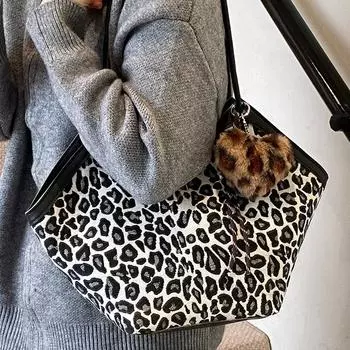 В этом году популярная сумка с леопардовым принтом, модная женская сумка-тоут, высококачественная фактурная сумка через плечо