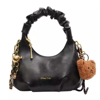 В этом году популярная женская сумка 2024 года, новая осенне-зимняя легкая роскошная нишевая сумка-мессенджер высокого класса с пельменями чёрный