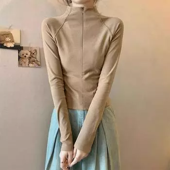 В этом году популярная зимняя майяровая рубашка с застежкой-молнией, полуоткрытым воротником, утолщенным немецким бархатом, с длинными рукавами, женская внутренняя часть топа S