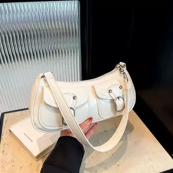 В этом году популярны сумки-мессенджеры Niche, персонализированные маленькие сумки для женщин 2024 года, новые осенние зарубежные модные сумки через плечо в форме полумесяца чёрный