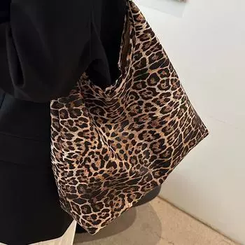 В этом году популярны сумки с леопардовым принтом, женские модные сумки-тоут, женские переносные сумки на одно плечо, женщины коричневый