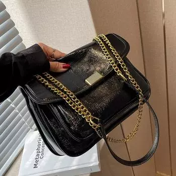 В этом году популярные маленькие сумки для женщин, универсальная осенняя сумка 2024 года, новая модная сумка-мессенджер через плечо в стиле ретро, маленькая квадратная сумка чёрный