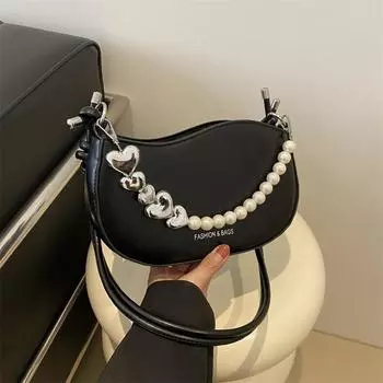 В этом году тренд 2024 года - жемчужная пригородная сумка на одно плечо, простая европейская и американская женская сумка-мессенджер темно-коричневого