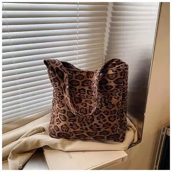 В этом году трендом является сумка большого объема с леопардовым принтом, женская сумка 2024 года, новая осенне-зимняя универсальная сумка-ведро через плечо