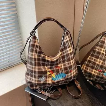 В этом году в моде ретро-сумки подмышками, новые супер-огненные клетчатые сумки-тоут для женщин, милые женские сумки на двойном плече в виде щенка. 31*13*21 синий