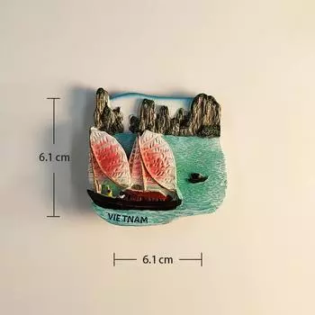 Вьетнам Бухта Халонг Парусник 3D Стереоскопический Туристические сувениры Смоляная живопись Украшение для дома Магниты на холодильник