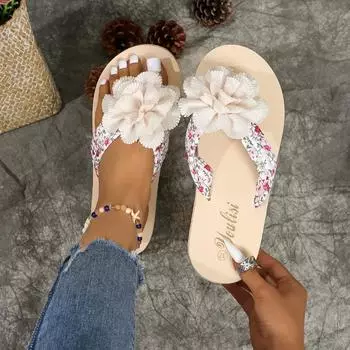 Вьетнамки на танкетке и платформе для женщин, летние тапочки в стиле бохо с бантом, большой размер, женская летняя обувь, Chaussure Femm 36