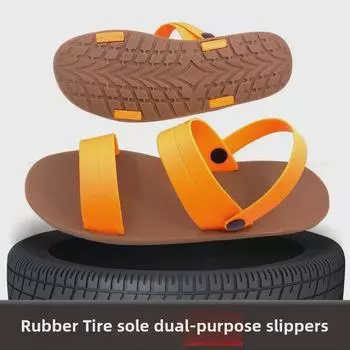 Вьетнамские резиновые сандалии: Универсальные мужские повседневные слипоны с подошвой Thai Tire, идеально подходящие для модного делового или молодежного стиля. Size 43 - US 11