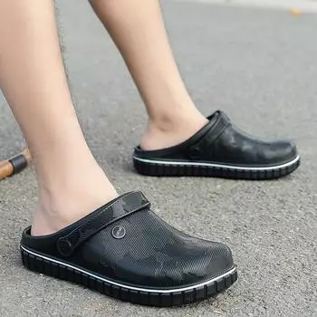 Вьетнамские тапочки, летние, новые, мужские, повседневные, пляжные сандалии, удобные и нескользящие, непористые, с отверстием для головы, мужские 40 чёрный