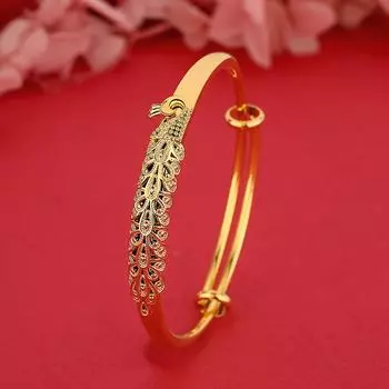 Вьетнамский браслет с изображением павлина Феникса и песочного золота, женский модный стильный толкаемый и выдвижной браслет, свадебный браслет Adjustable size