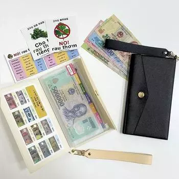 Вьетнамский кошелек Dongwallet Travel с 5 видами медных наклеек и ремешками