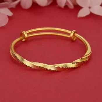 Вьетнамский песочный золотой браслет с древним ремеслом, браслет из жареного теста, женский простой, универсальный, небольшой дизайн, регулируемая ручная одежда Adjustable size