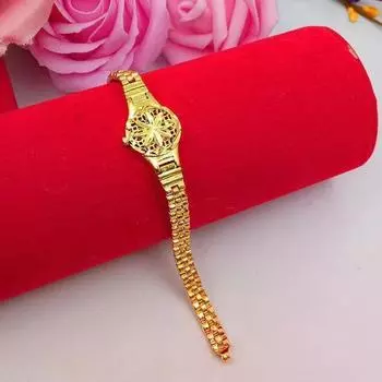 Вьетнамский позолоченный женский браслет из настоящего золота Delicate flower bracelet