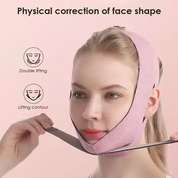 V Face Facial Shaper Mask, бандаж для похудения лица, пояс для подтяжки щек, подтяжка кожи, укрепляющее устройство для красоты, средство для уменьшения двойного подбородка розовый