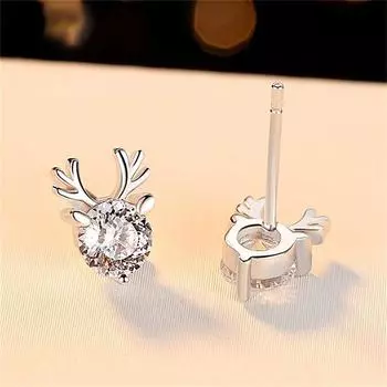 В форме оленя 0,5/1 карат муассанит с бриллиантами, 100% стерлинговое серебро 925 пробы, милые модные серьги-гвоздики, женские ювелирные изделия 0.5ct