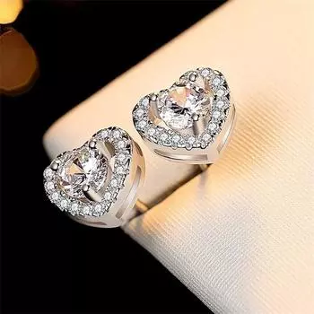 В форме сердца 0,3 карата муассанит с бриллиантом S925, стерлинговое серебро, модные романтические очаровательные серьги-гвоздики, женские ювелирные изделия белый