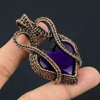 В форме сердца фиолетовый флэш-лабрадорит драгоценный камень медная проволока обернутая подвеска ручной работы ювелирный подарок 2.75 фиолетовый