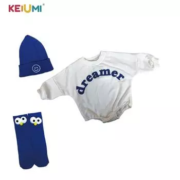 В комплект одежды для кукол Reborn в мультяшном стиле входят синие шерстяные носки, шляпа + белая рубашка, костюм, аксессуары для кукол 22-23 дюйма suit 22-23 inch doll синий/белый