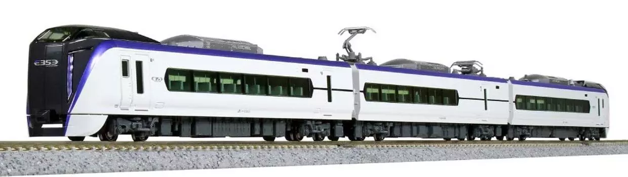 В комплект поставки серии KATO N gauge E353 входит набор для формирования Azusa/Kaiji из 3 вагонов 10-1836