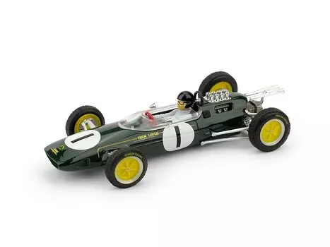 В комплект входит фигурка Джима Кларка из BRUMM Lotus F1, чемпиона мира по Гран-при Бельгии 1963 года, 50-летний юбилей BRUMM LOTUS F1 JIM CLARK 1/43 [Предмет] зелёный