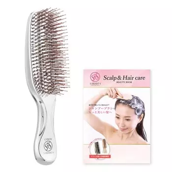 В комплект входит книга о красоте Scalp Straight [Официальный эксклюзив] Щетка S/HEART/S, для волос, унисекс, хром, антистатическая