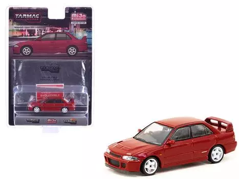 В комплект входит коллекционная карточка Tarmac Works Mitsubishi Lancer GSR Evolution II Red, мини-автомобиль Tarmac Works Lancer Evolution 1/64 [Предмет] красный