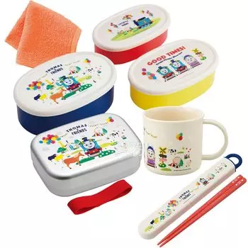 В комплект входит полотенце Skater Mini Thomas Friends, набор из 4 предметов, алюминиевая коробка для бенто объемом 370 мл, набор из 3 герметичных контейнеров для палочек для еды и т. д.