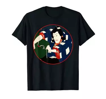 В комплект входит зеленая сумка актера театра Кабуки с японской версией футболки с гравюрой на дереве чёрный