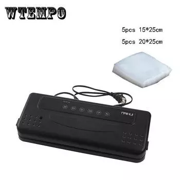 (В комплект входят 10 пакетов в подарок) Вакуумный упаковщик пищевых продуктов 220 В/110 В Автоматическая коммерческая бытовая вакуумная упаковочная машина для пищевых продуктов EU Plug чёрный