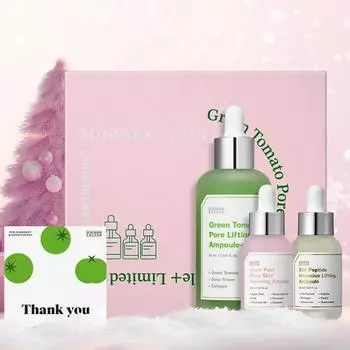 В комплект входят очень большие/эксклюзивные мини-ампулы] Ingredient Editor Green Tomato Pore Ampoule 75 мл + мини-ампулы (2 типа) + Эксклюзивная сумка для покупок