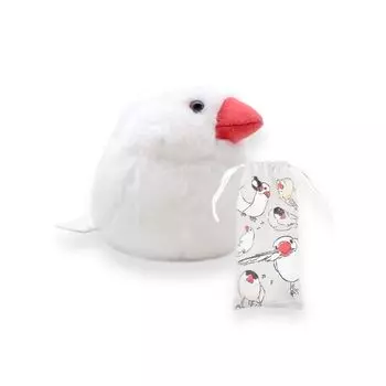 В комплекте идет мини-сумочка с завязками на шнурке, белая мягкая игрушка-воробей, маленькая птичка, подарок на день рождения [улыбка kotori]