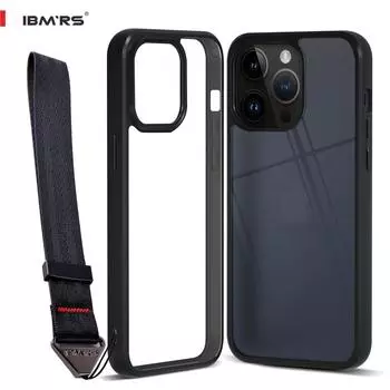 (В комплекте ремешок на запястье)Чехол IBMRS для Apple iPhone 15 Pro, прозрачный чехол для телефона, противоударные защитные чехлы с подушкой безопасности lattice camo