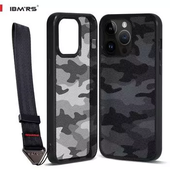 (В комплекте ремешок на запястье)Чехол IBMRS Shockproof Case For iPhone 15 Pro, прозрачный бампер Airbag Phone Cover art camo